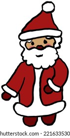 Cartoon christmas doodle of Santa Claus. Cheerful cute vector illustration isolated on transparent background