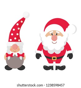 cartoon christmas dwarf girl and cartoon santa claus