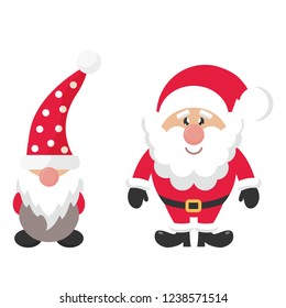 cartoon christmas dwarf and cartoon santa claus