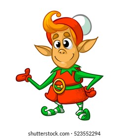 Cartoon Christmas elf. Vector illustration  