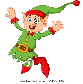 Cartoon Christmas Elf waving