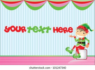 Cartoon Christmas elf,for your text here ,Vector