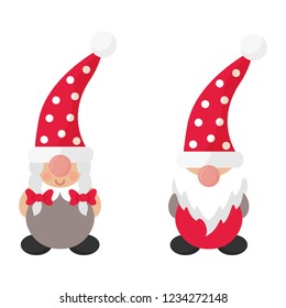 Cartoon Christmas Gnome Boy And Girl