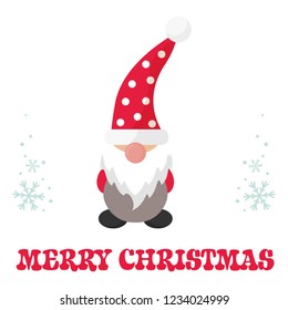 cartoon christmas gnome and christmas text