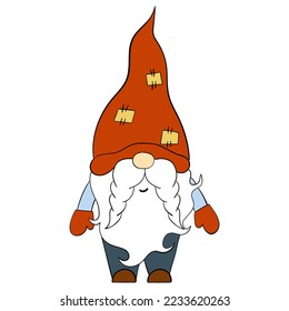 Cartoon Christmas gnome. Vector illustration of cute dwarfs on a white background.