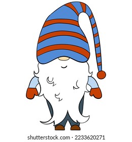 Cartoon Christmas gnome. Vector illustration of cute dwarfs on a white background.