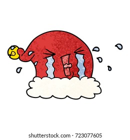 cartoon christmas hat crying