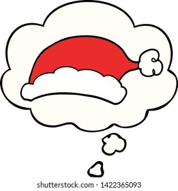 sombrero de navidad de caricatura con burbuja de pensamiento