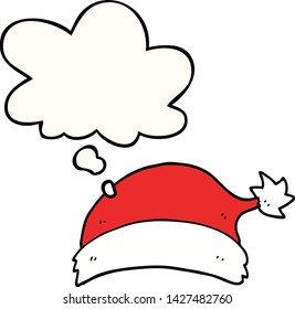 sombrero de navidad de caricatura con burbuja de pensamiento
