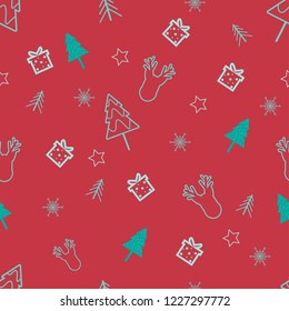 cartoon christmas holiday pattern seamless background with vector design