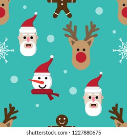 cartoon christmas holiday pattern seamless background with vector design