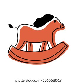 Cartoon Christmas Horse Toy in cartoon flat style isolated on white background. Vector illustration.