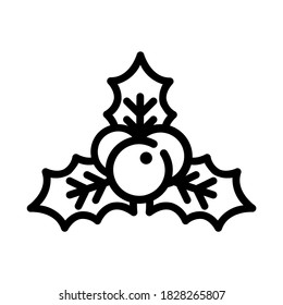 cartoon christmas mistletoe outline vector image
