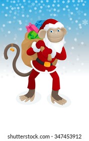 Cartoon Christmas Monkey