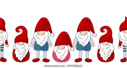 Cartoon Christmas and New Year seamless border