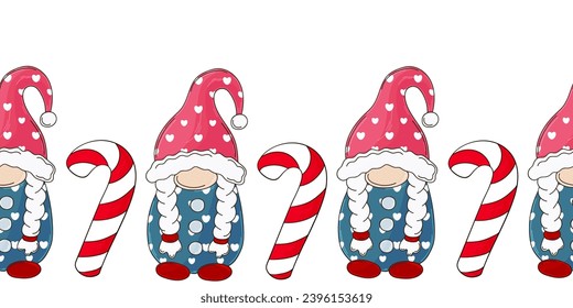 Cartoon Christmas and New Year seamless border