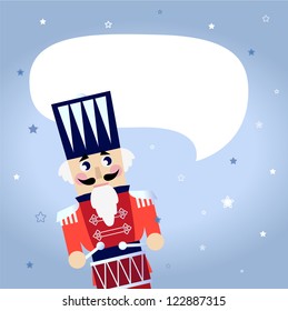 Cartoon christmas Nutcracker with blank speech bubble