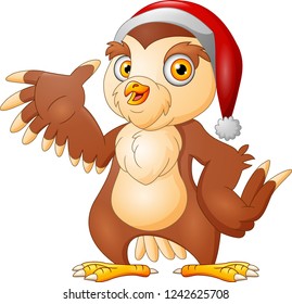 Cartoon Christmas owl presenting