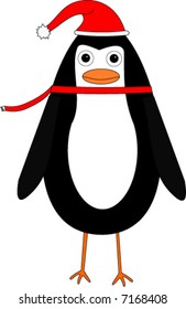 Cartoon Christmas Penguin Vector