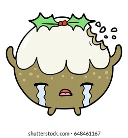 cartoon christmas pudding crying
