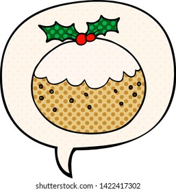 navidad de caricatura pudding con burbuja de habla al estilo de las historietas