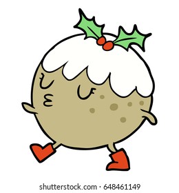 dibujos animados navideños pudding caminando