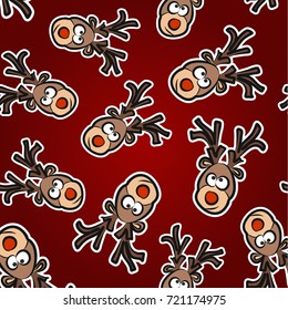 Cartoon Christmas reindeer background. Vector illustration