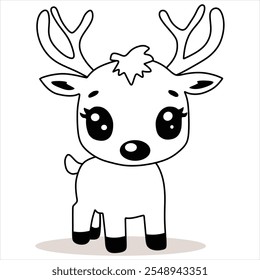 "Cartoon Christmas Reindeer Chibi Vector for Holiday Projects"