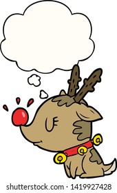 cartoon christmas reindeer with thought bubble