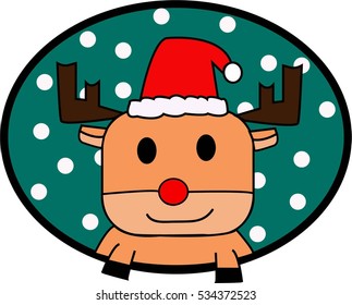 Cartoon Christmas reindeer. Vector.
