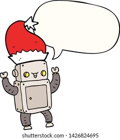 cartoon christmas robot with speech bubble