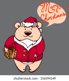 Cartoon christmas santa bear