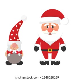 cartoon christmas santa claus and сhristmas dwarf girl