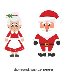 cartoon christmas santa claus and cartoon mrs santa