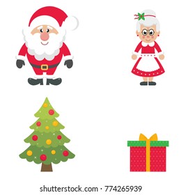 cartoon christmas santa claus set