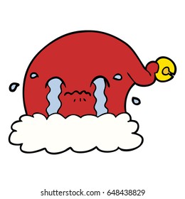 cartoon christmas santa hat crying