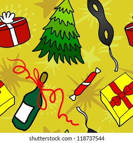  Cartoon Christmas seamless pattern