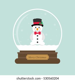 cartoon christmas snowglobe and cute snowman with tie