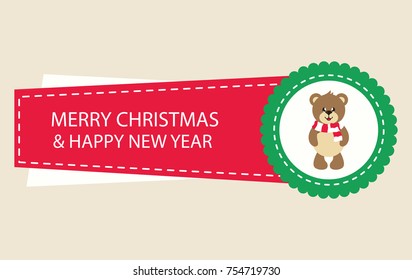 cartoon christmas sticker with bear