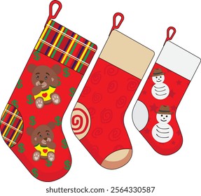 Cartoon Christmas Stockings Illustration Hanging Socks Vector