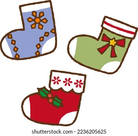 Cartoon Christmas Stockings. Vector illustration.