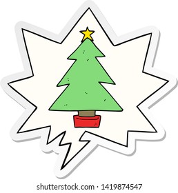 cartoon christmas tree with speech bubble sticker