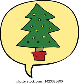 árbol de navidad de caricatura con burbuja de habla