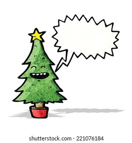 árbol de navidad de caricatura con burbuja de habla