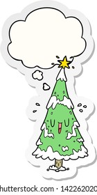 Weihnachtsbaum mit Denkblase als Druckaufkleber