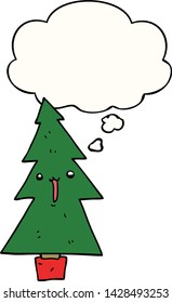 árbol de navidad con burbuja de pensamiento
