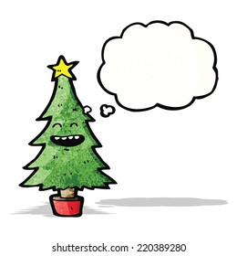 árbol de navidad con burbuja de pensamiento