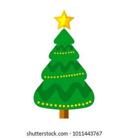 Cartoon Christmas Tree Vector Graphic Illustration Sign Symbol Design