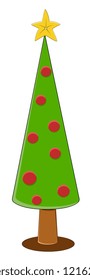 Cartoon Christmas Tree - Christmas Vector Illustration