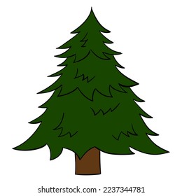Cartoon Christmas tree. Vector illustration on a white background
